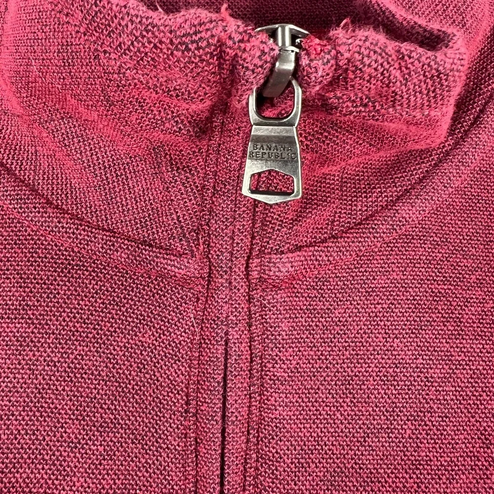 Banana Republic Sweater Mens Large Red Long Sleeve 1/4 Zip Pullover Shirt